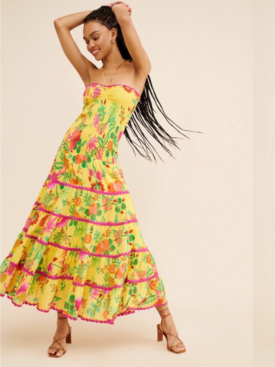 FARM Rio Dresses & Skirts - Farm Rio Delicate Fruit Garden Halter Maxi Dress